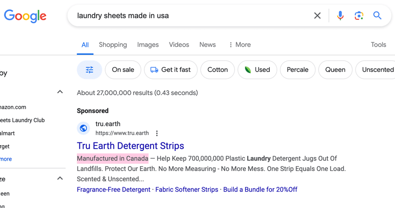 Laundry sheets made in the USA