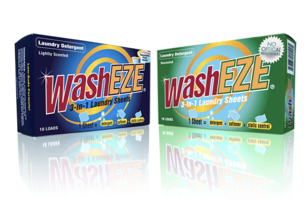Wash eze laundry detergent sheets