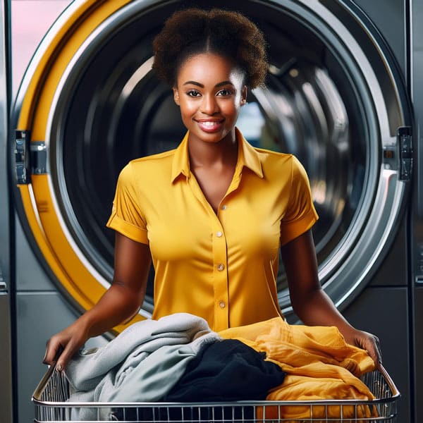 self service laundry woman doing her laundry