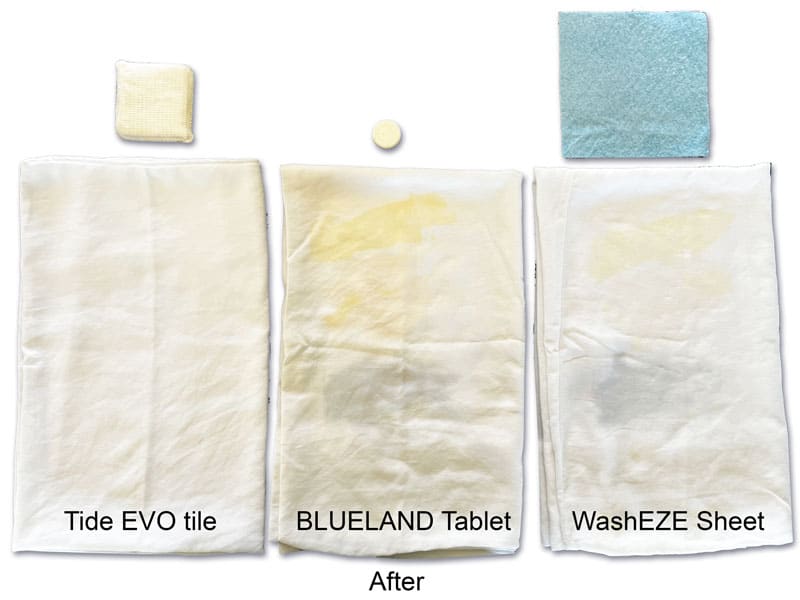 Laundry Sheets With Detergent Stain Test After Picture