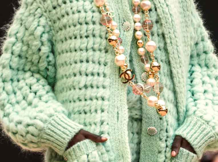 Green, Knit, Chanel outfit