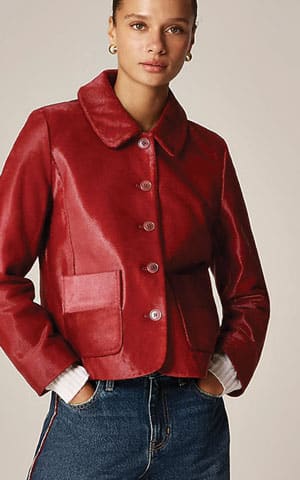 winter fashion trend red leather coat