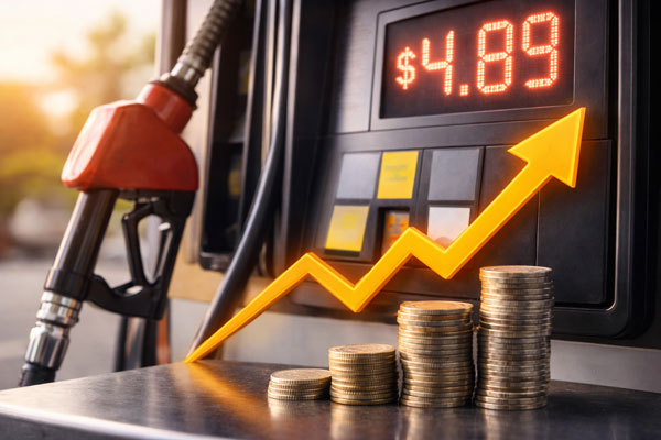 gas pump depicting rising costs