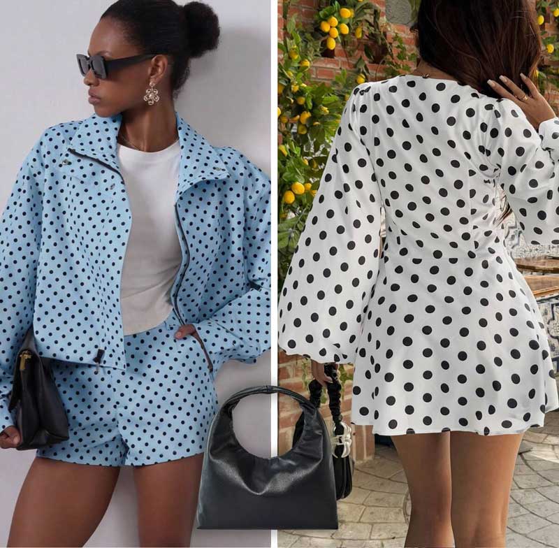 polka dot fashion trend shorts and mini dresses